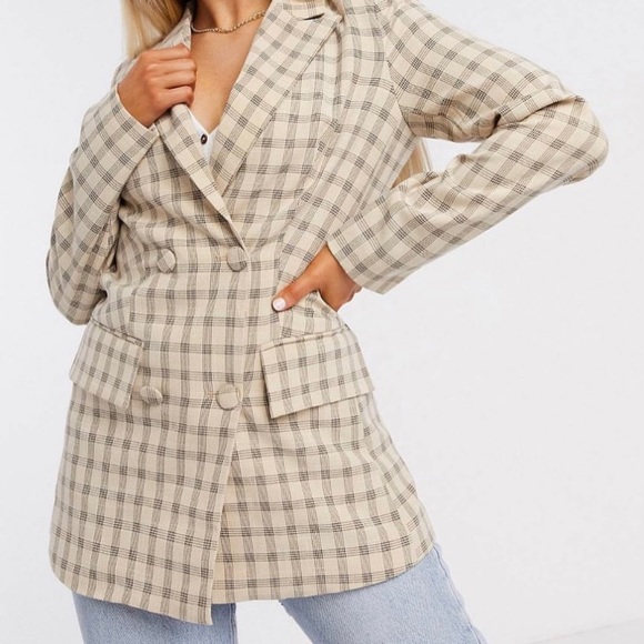 DOUBLE BREASTED SUIT BLAZER IN CHECK
Size: M/L
Brand: 4th & Reckless - Picture 2 of 2